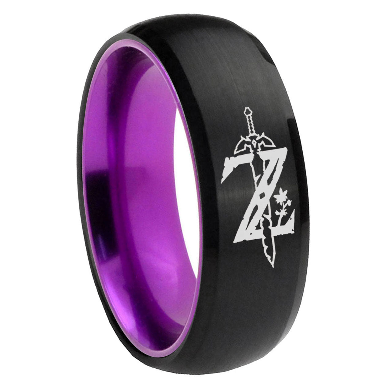 8mm Zelda Breath Of The Wild Dome Black Purple Wedding Ring For Man