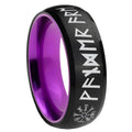 8mm Viking Dome Black Purple Wedding Ring For Man