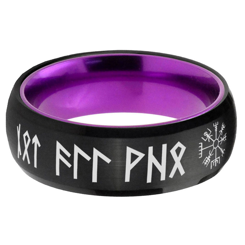 Viking Dome Black Purple Wedding Ring For Man
