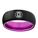 8mm Green Lantern Dome Black Purple Mens Wedding Bands Unique
