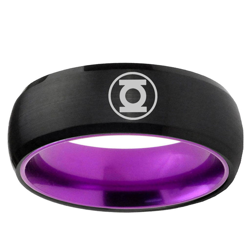 Green Lantern Dome Black Purple Mens Wedding Bands Unique