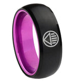 8mm Black Lantern Dome Black Purple Unique Mens Wedding Rings