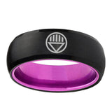 8mm Black Lantern Dome Black Purple Unique Mens Wedding Rings