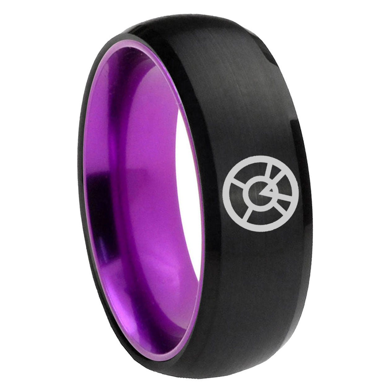 8mm Orange lantern Dome Black Purple Wedding Ring For Man
