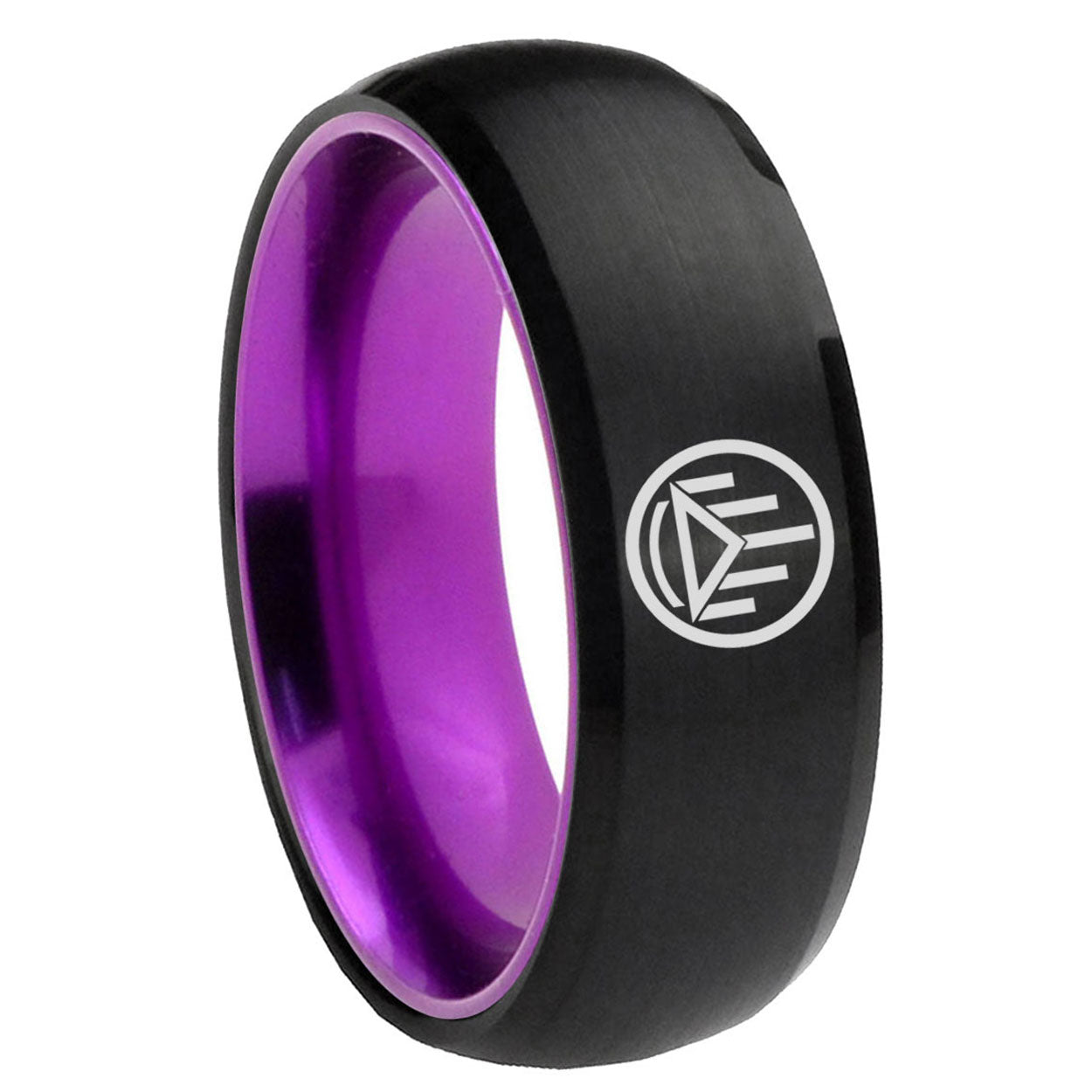 8mm Silver Lantern Dome Black Purple Wedding Ring For Man