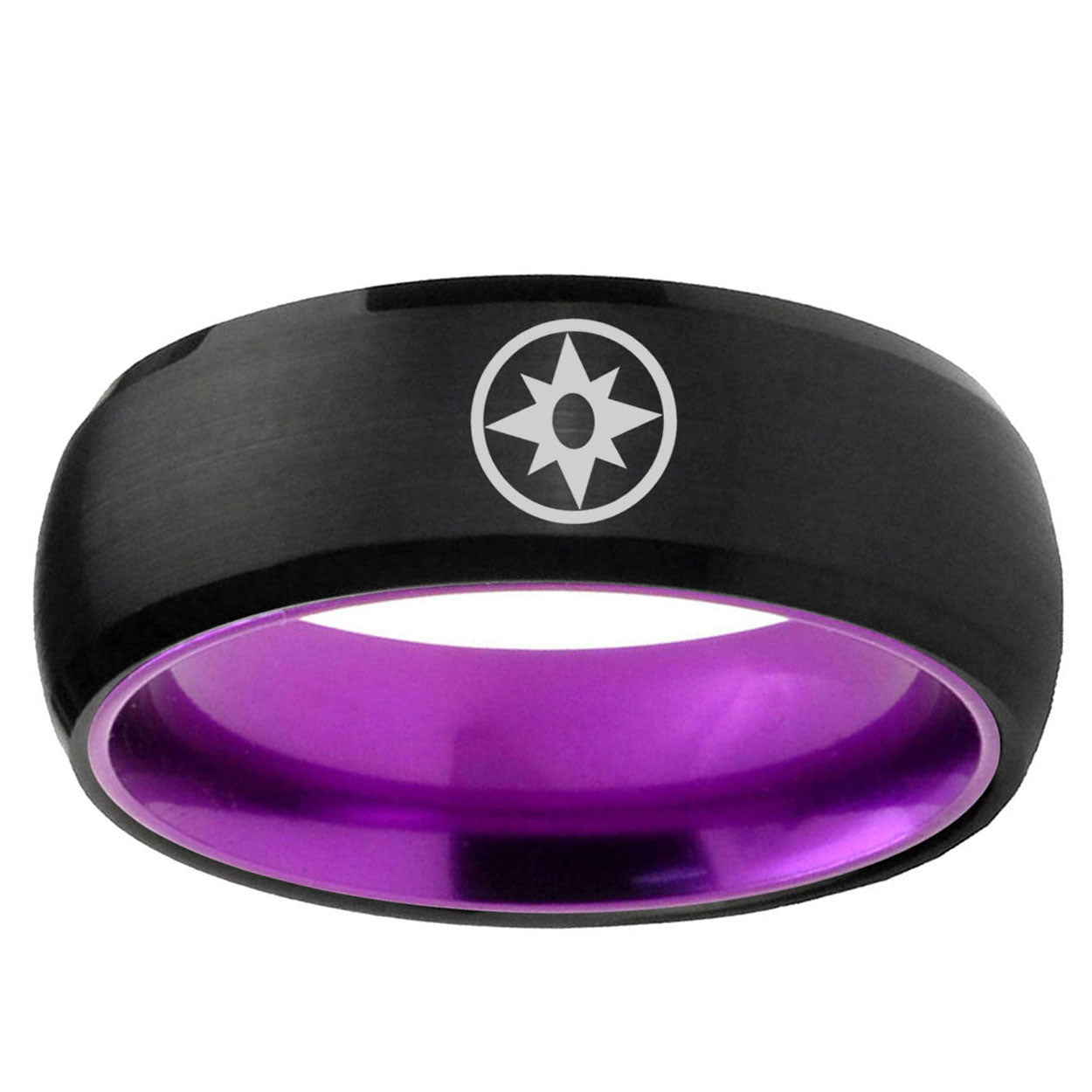 Star Sapphire Lantern Dome Black Purple Wedding Ring For Man