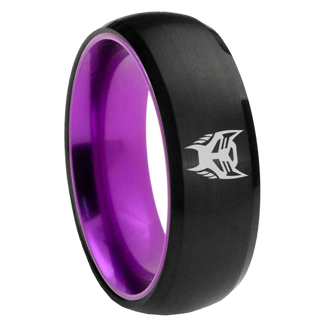 8mm Transformers Insignias Dome Black Purple Wedding Ring For Man