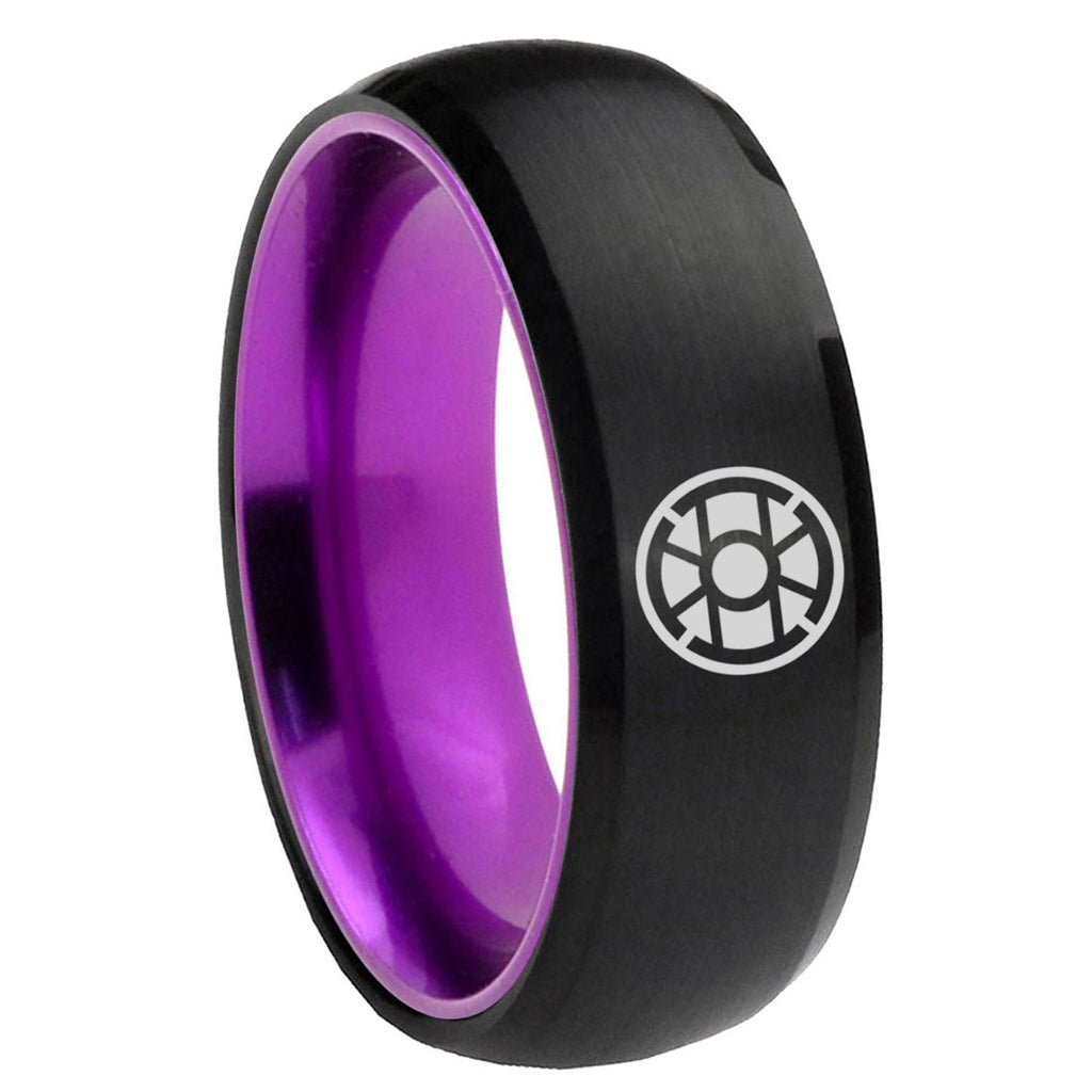 8mm Gold Lantern Dome Black Purple Wedding Ring For Man