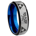 8MM Legend of Zelda Beveled Blue Gray Tungsten Man Wedding Band