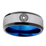 6, 8mm Blue Lantern Beveled Edge Blue Silver Cool Mens Wedding Rings
