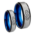 Infinity Love Bevel Gray Blue Tungsten Couple Wedding Rings