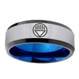 6, 8mm Black Lantern Beveled Edge Blue Silver Custom Tungsten Wedding Bands