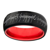 8mm Lord Of The Rings Dome Black Red Comfort Wedding Band
