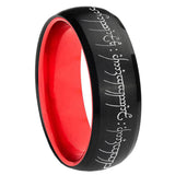 8mm Lord Of The Rings Dome Black Red Comfort Wedding Band