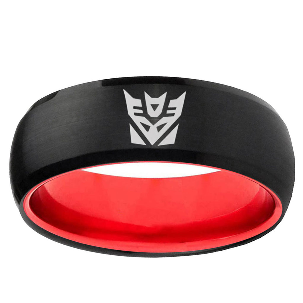 Decepticon Transformers Dome Black Red Male Ring Wedding