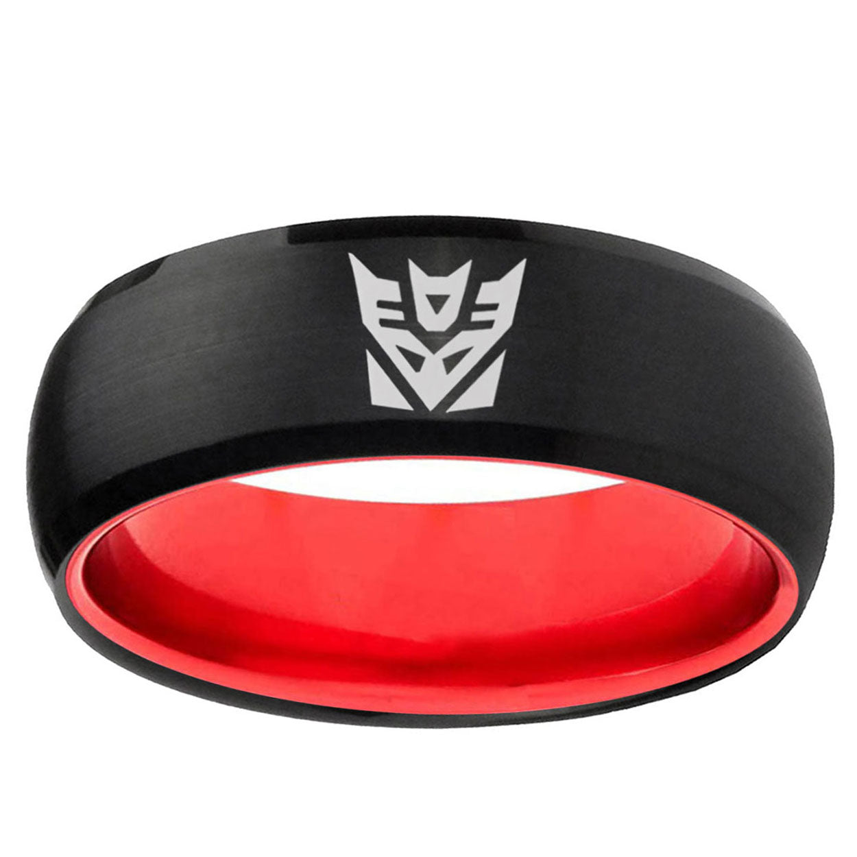 Decepticon Transformers Dome Black Red Male Ring Wedding