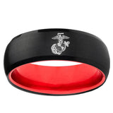 Marine Dome Black And Red Tungsten Carbide Men's Engagement Ring