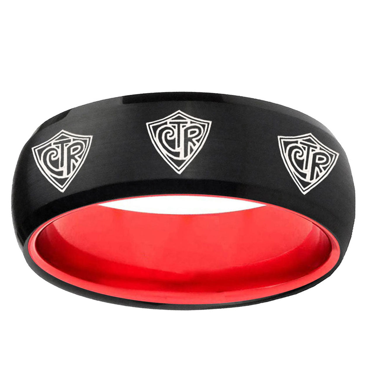 Multiple CTR Dome Black And Red Tungsten Mens Promise Ring