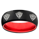 Multiple CTR Dome Black And Red Tungsten Carbide Men's Promise Rings
