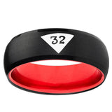 Masonic 32 Triangle Design Freemason Dome Black And Red Tungsten Carbide Custom Men's Ring