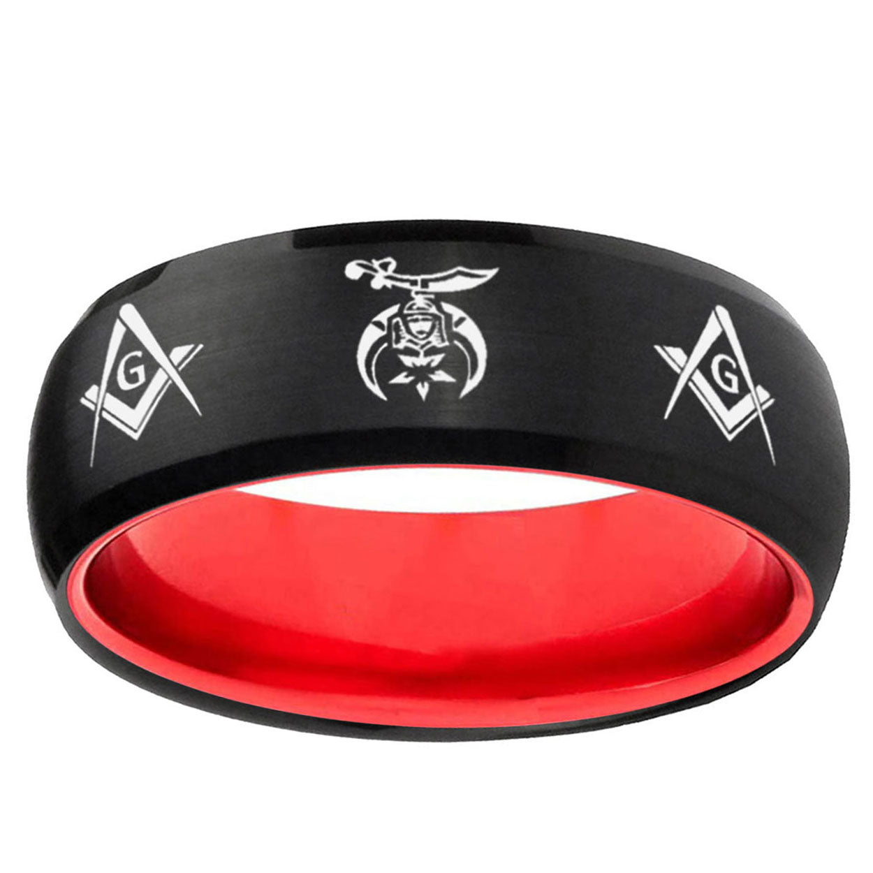 Masonic Shriners Dome Black And Red Tungsten Men Bands