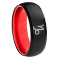 8mm Capricorn Zodiac Dome Black Red Tungsten Wedding Ring