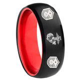 8mm Marine Chief Master Sergeant Dome Black And Red Tungsten Men's Bands Ring