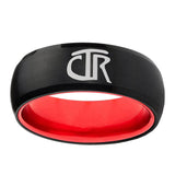 8mm CTR Dome Black Red Male Rings Wedding