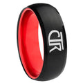 8mm CTR Dome Black Red Male Wedding Tungsten Carbide Ring