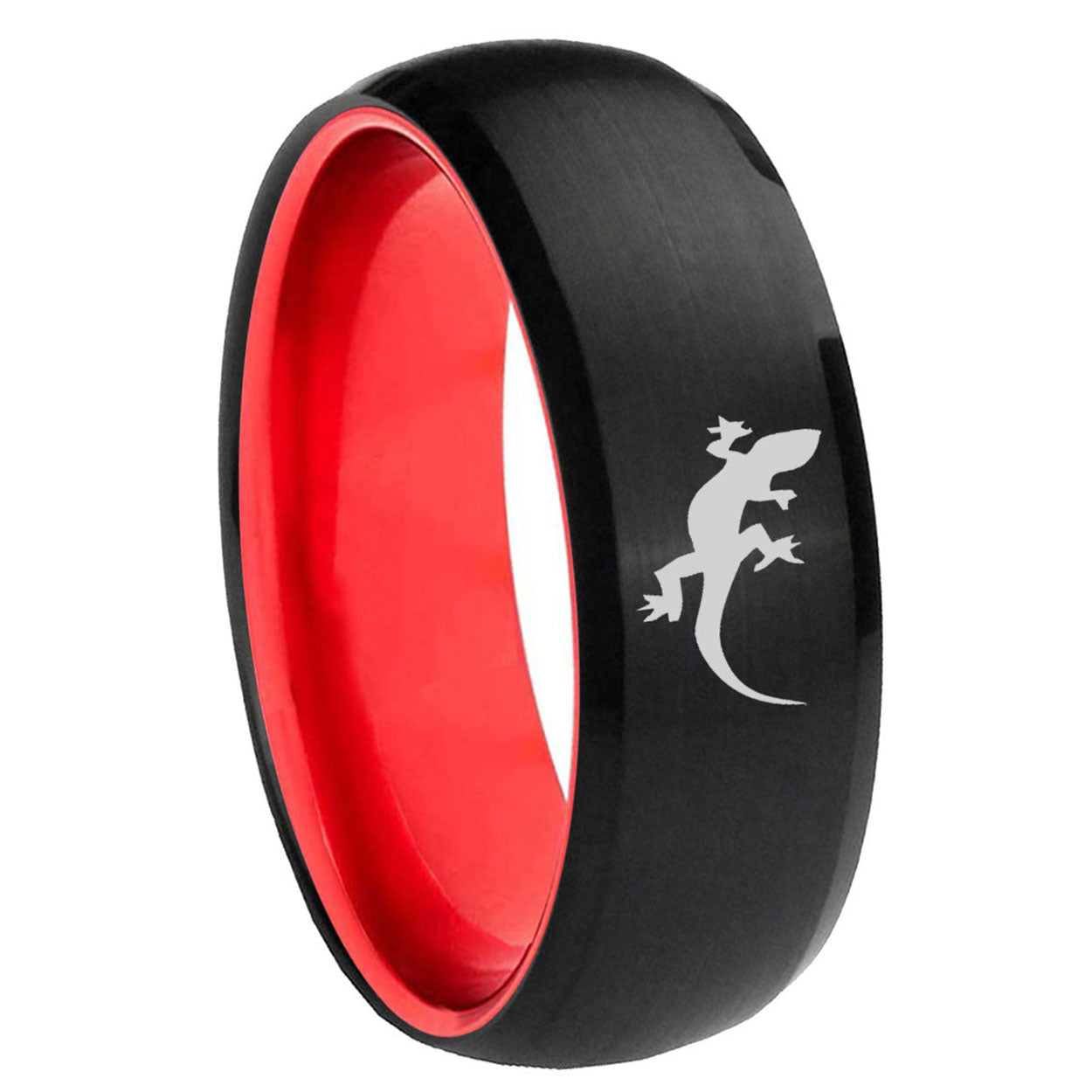 8mm Lizard Dome Black And Red Tungsten Carbide Ring for Men
