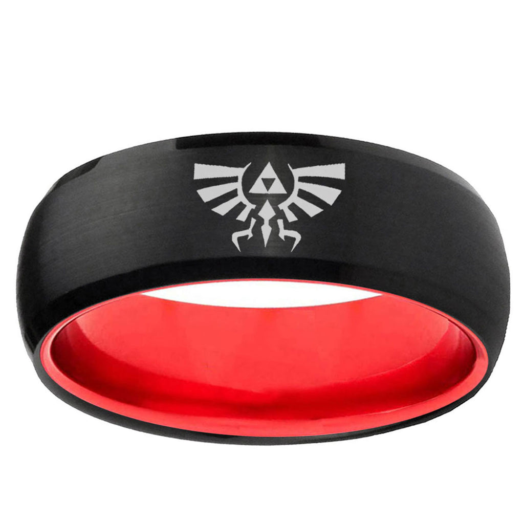 Zelda Skyward Sword Dome Black Red Tungsten Ring