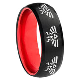 8mm Multiple Zelda Skyward Sword Dome Black And Red Tungsten Bands Ring