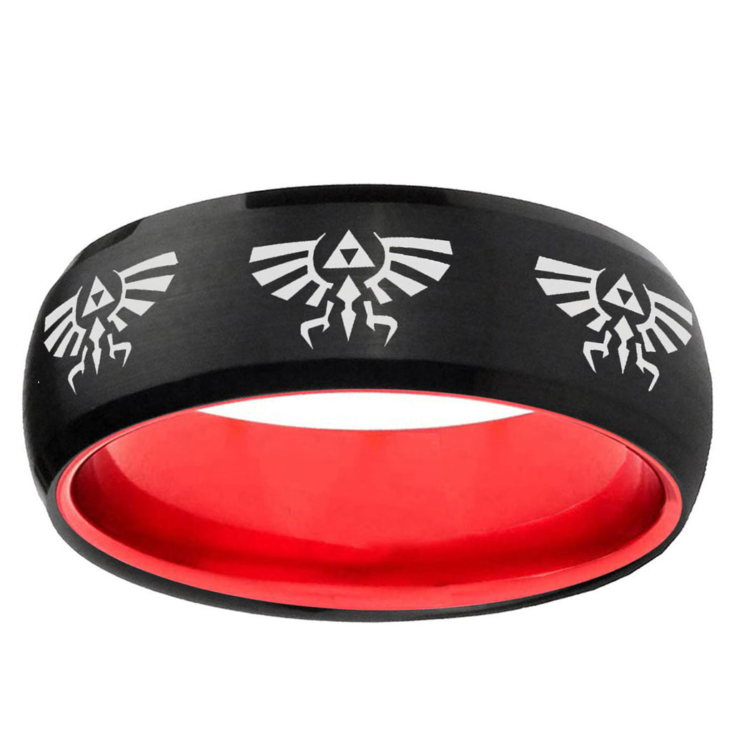 Multiple Zelda Skyward Sword Dome Black Red Tungsten Bands
