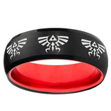 Multiple Zelda Skyward Sword Dome Black And Red Tungsten Bands Ring