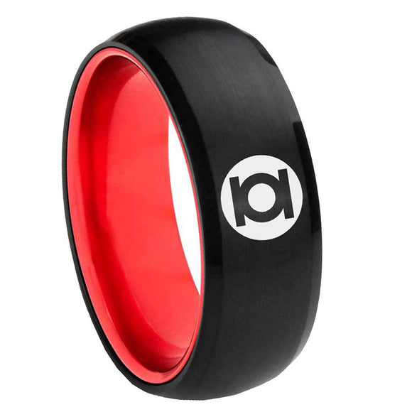 8mm Green Lantern Dome Black Red Male Rings Wedding