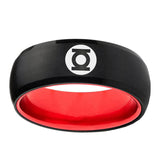 8mm Green Lantern Dome Black Red Male Rings Wedding