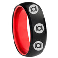 8mm Multiple Green Lantern Dome Black Red Unique Men Ring