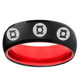 Multiple Green Lantern Dome Black And Red Unique Men Wedding Ring