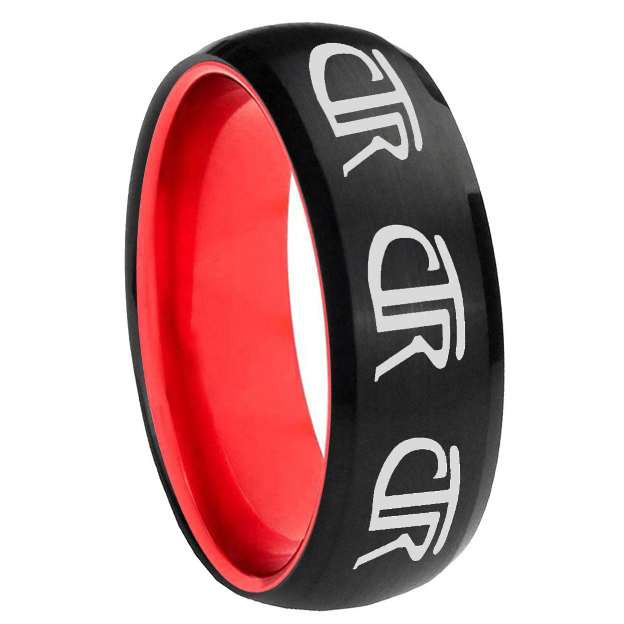 8mm Multiple CTR Dome Black And Red Tungsten Men's Promise Ring