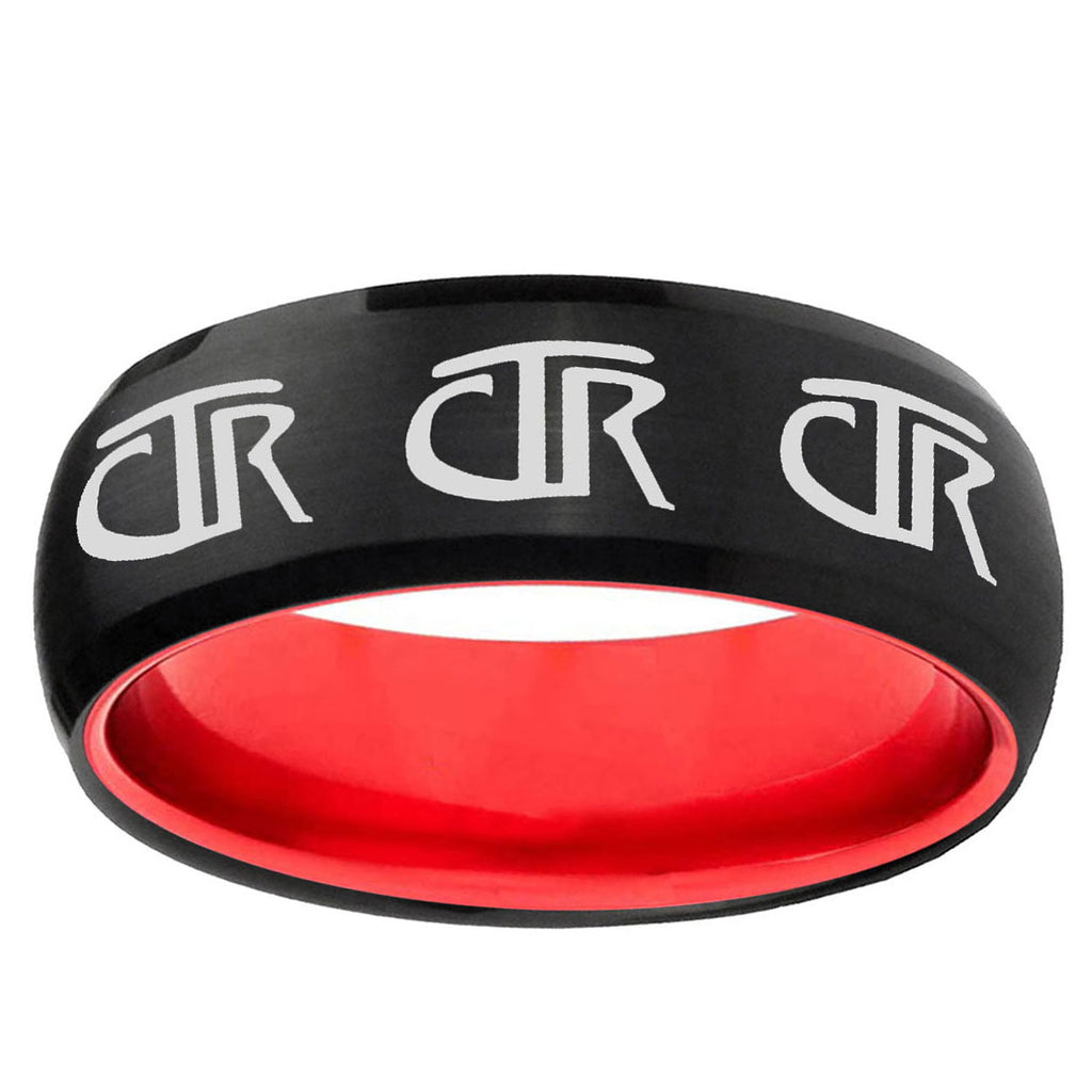 Multiple CTR Dome Black And Red Tungsten Men's Promise Ring