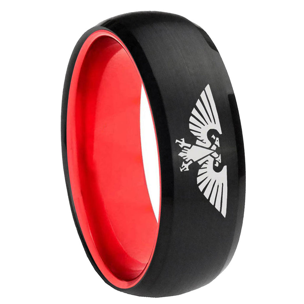 8mm Aquila Dome Black And Red Tungsten Men's Promise Ring