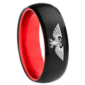 8mm Aquila Dome Black And Red Tungsten Men's Promise Ring