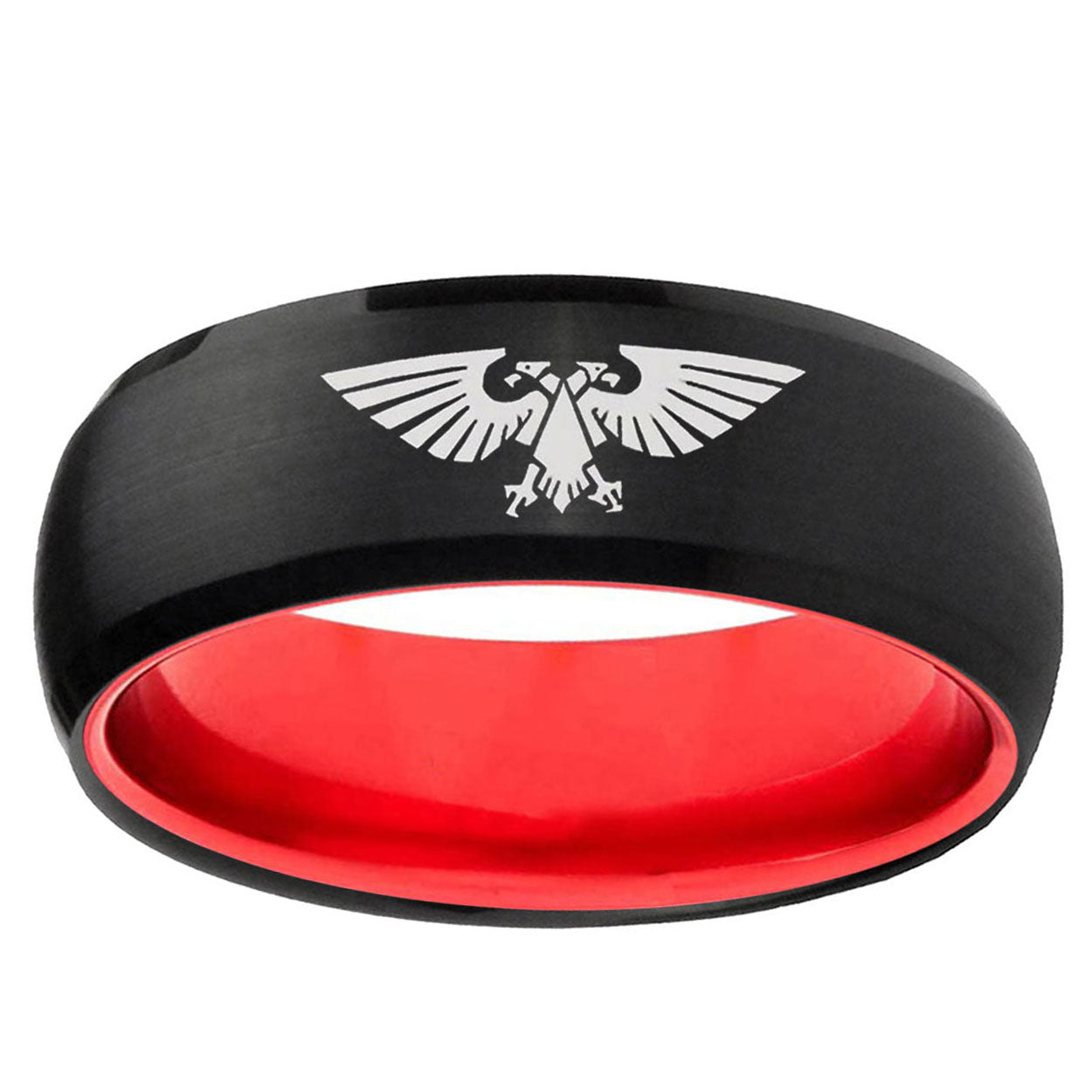 Aquila Dome Black And Red Tungsten Men's Promise Ring