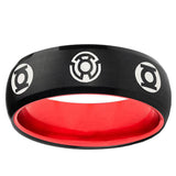 Blue Green Lantern Dome Black And Red Tungsten Rings