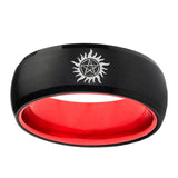 8mm Supernatural Dome Black Red Male Rings Wedding