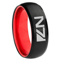 8mm N7 Design Dome Black And Red Tungsten Carbide Wedding Ring