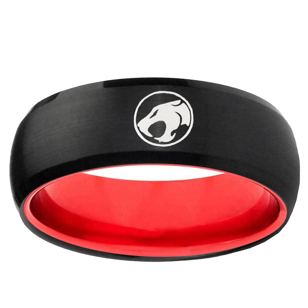 Thundercat Dome Black And Red Tungsten Carbide Men's Ring