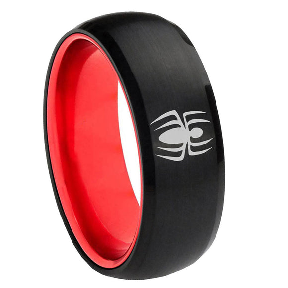 8mm Spiderman Dome Black Red Man Band Rings