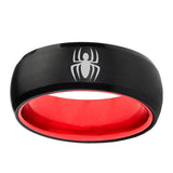 8mm Spiderman Dome Black Red Man Band Rings