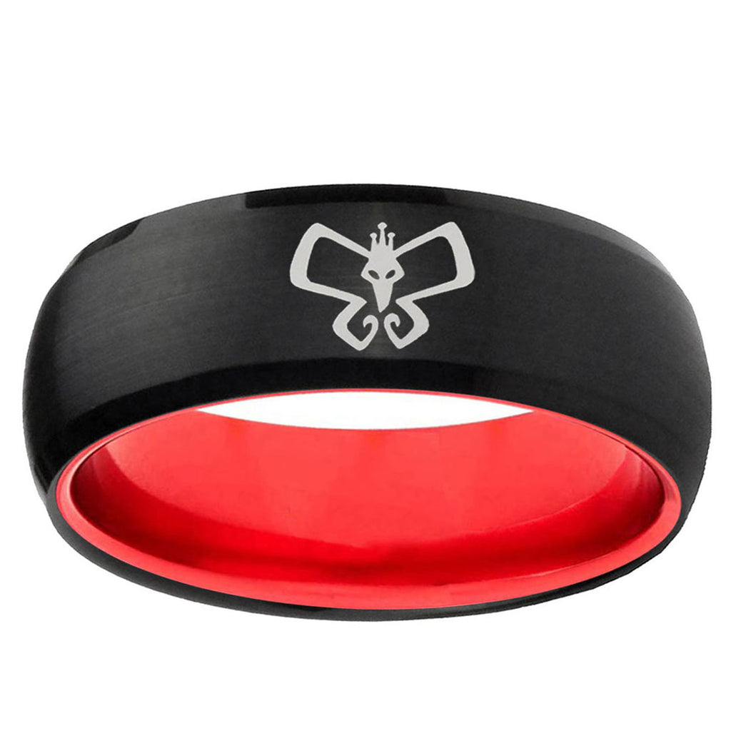 Monarch Dome Black And Red Tungsten Men's Ring Engraved